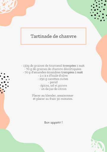 recette tartinade de chanvre