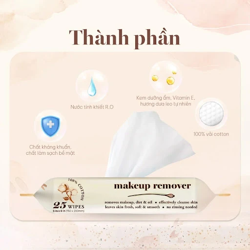 Khăn ướt tẩy trang Makeup Remover 25 tờ EcoWipes