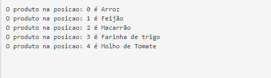 Produtos alimentícios Array com For PHP