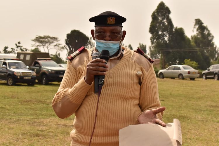 Bungoma county commissioner Samuel Kimiti in Cheptais subcounty in Mt Elgon constituency