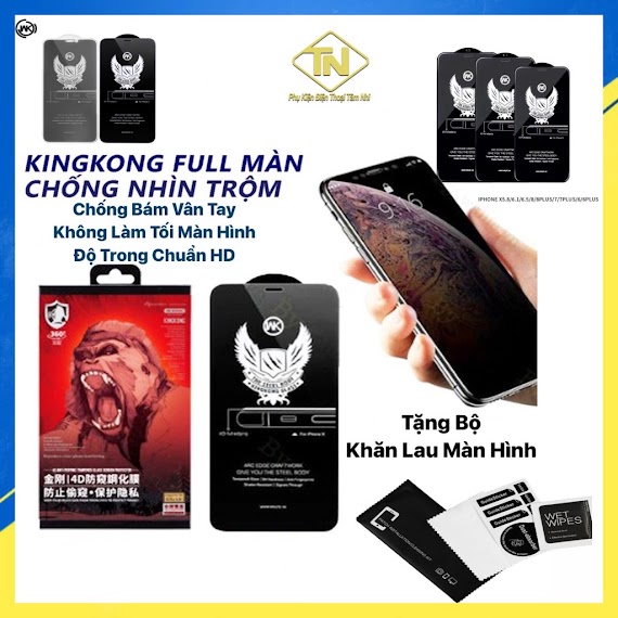 Kinh Cuong Luc Chong Nhin Trom Kingkong, Cường Lực Iphone, Dán Full Màn, Chỉ Cần Nghiêng Nhẹ Là Không Thấy Gì