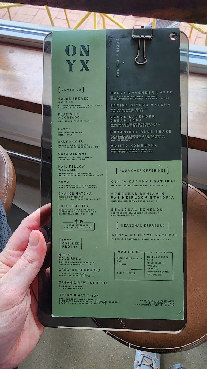 Onyx Coffee Lab gluten-free menu