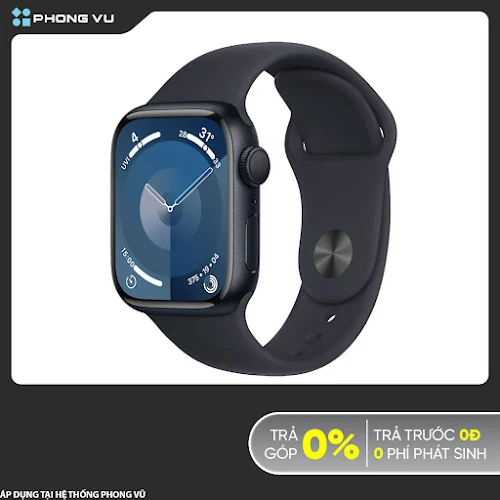 Đồng hồ Apple Watch Series 9 GPS 41mm Midnight (Vỏ Nhôm Dây Silicone - S/M) (MR8W3SA/A)