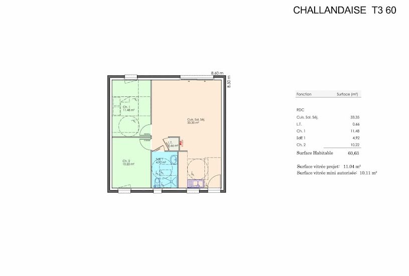  Vente Terrain + Maison - Terrain : 610m² - Maison : 70m² à Vairé (85150) 