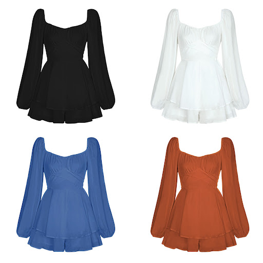 Title 3, Womens Jumpsuit Short Puff Sleeve Fashion Ruff...