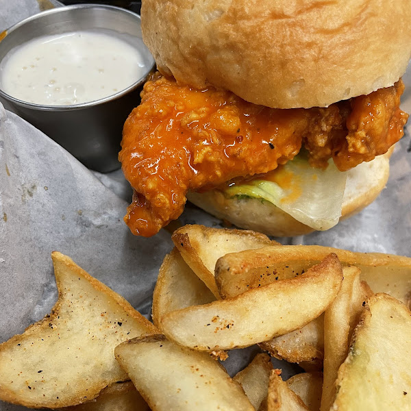 Buffalo chicken and french fries