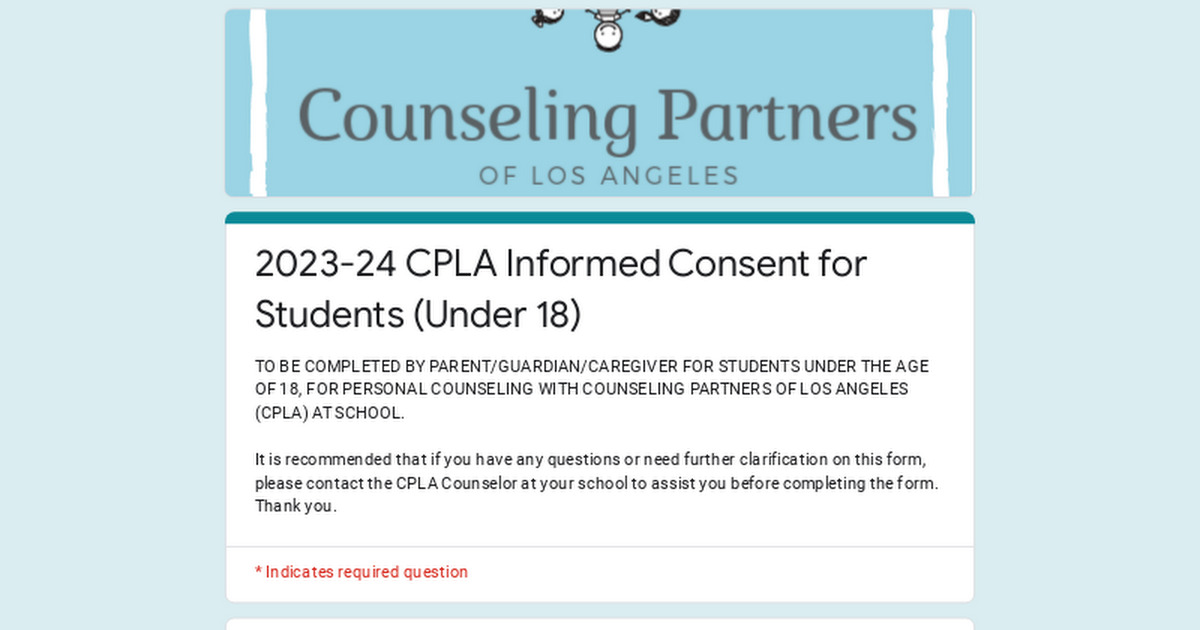 2023-24 CPLA Informed Consent for Students (Under 18)