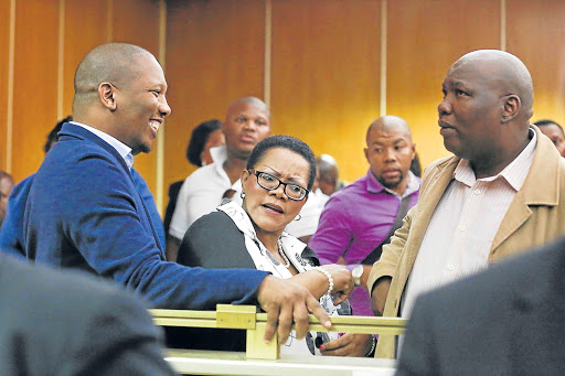 IN THE DOCK: ANC regional secretary Pumlani Mkolo, former Buffalo City executive mayor Zukiswa Ncitha and former deputy mayor Themba Tinta at the Nelson Mandela scandal trial in East London in April last year Picture: STEPHANIE LLOYD