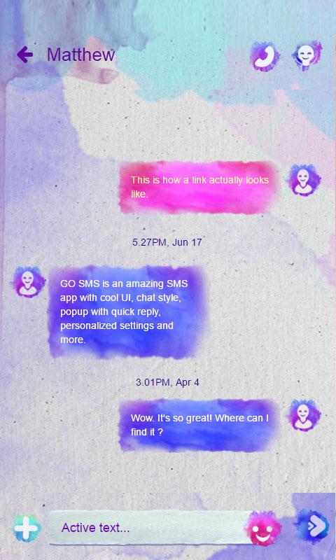 Watercolors GO SMS Screen 2