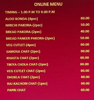 Sharma's menu 