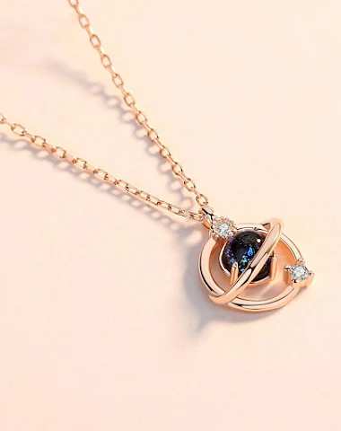 Silver-plated fantasy planet neckla - 0