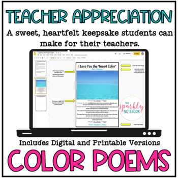 Teacher Appreciation color poems activity