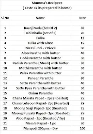 Mumma's Recipees menu 1