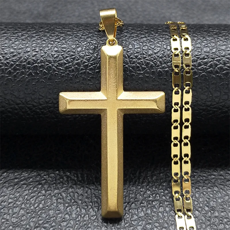 RVS grote kruis ketting voor mannen en vrouwen. Duurzame en stijlvolle religieuze sieraden. Perfect cadeau voor elke gelegenheid.