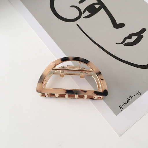 Title 4, Semi Circular Alloy Grab Clip Hairpin, a hollow...