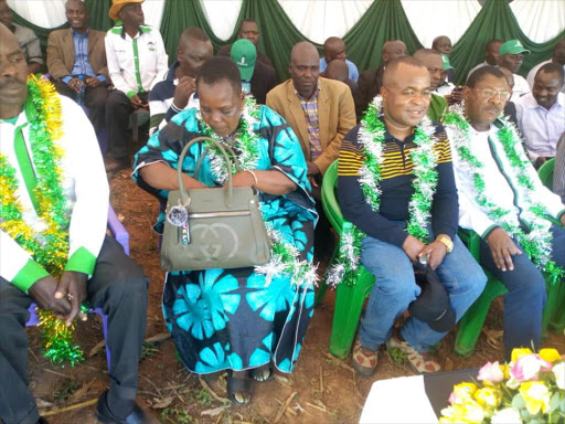 Nominated MCA Caro Makokha,Kiminini MP Chris Wamalwa and Ford Kenya Party leader Moses Wetang'ula at Sitatunga on December 8,2018/NICHOLAS WAMALWA