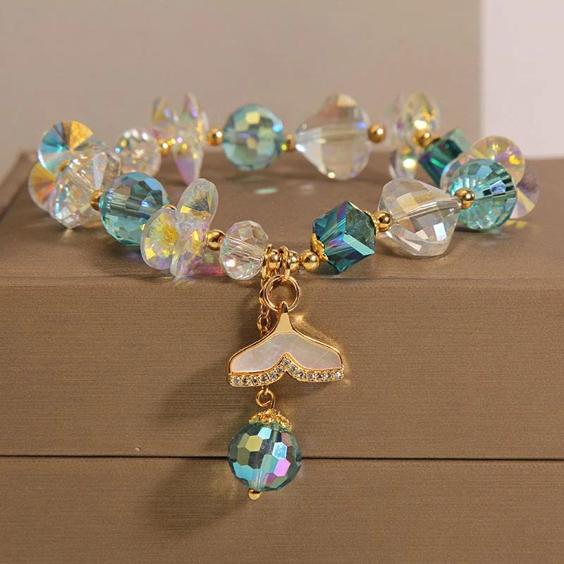 Pulseira de cristal feminina estilo fada Mori, moda coreana. Adicione um toque mágico e delicado ao seu visual, perfeito para o dia a dia.