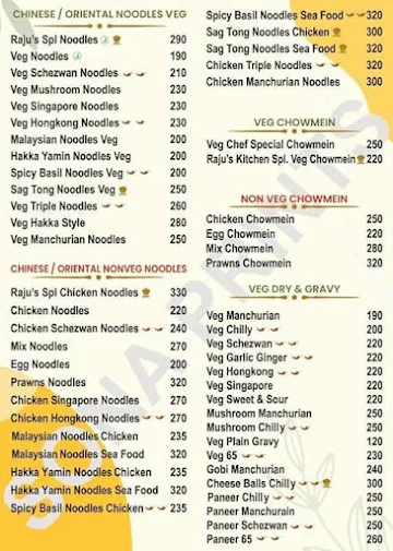 Raju's Kitchen menu 