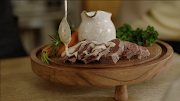 Sliced beef tongue with mustard sauce is a favourite dish in the Christmas spread.