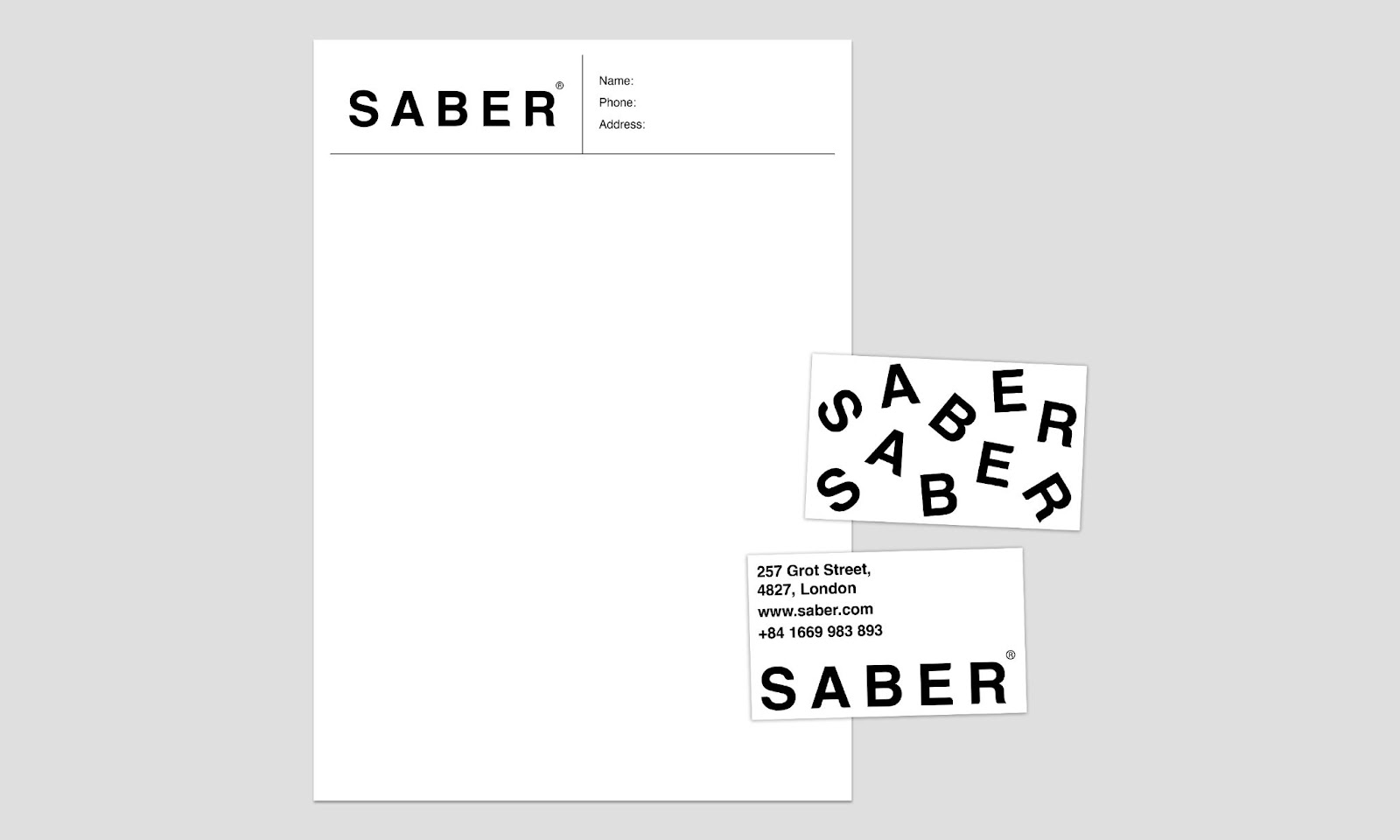 SABER's Striking Identity: Modern Branding in Black & White