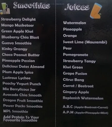 Fruitozaa menu 