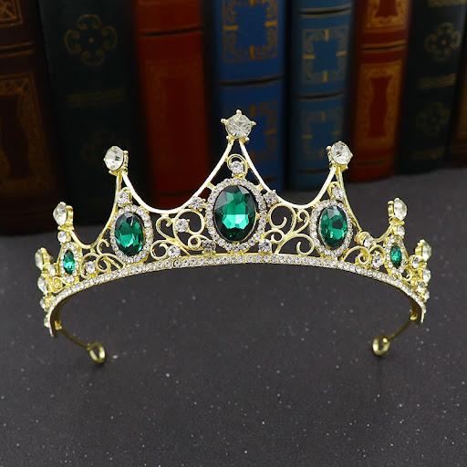 Title 2, Vintage Baroque Alloy Green Diamond Small Crown...