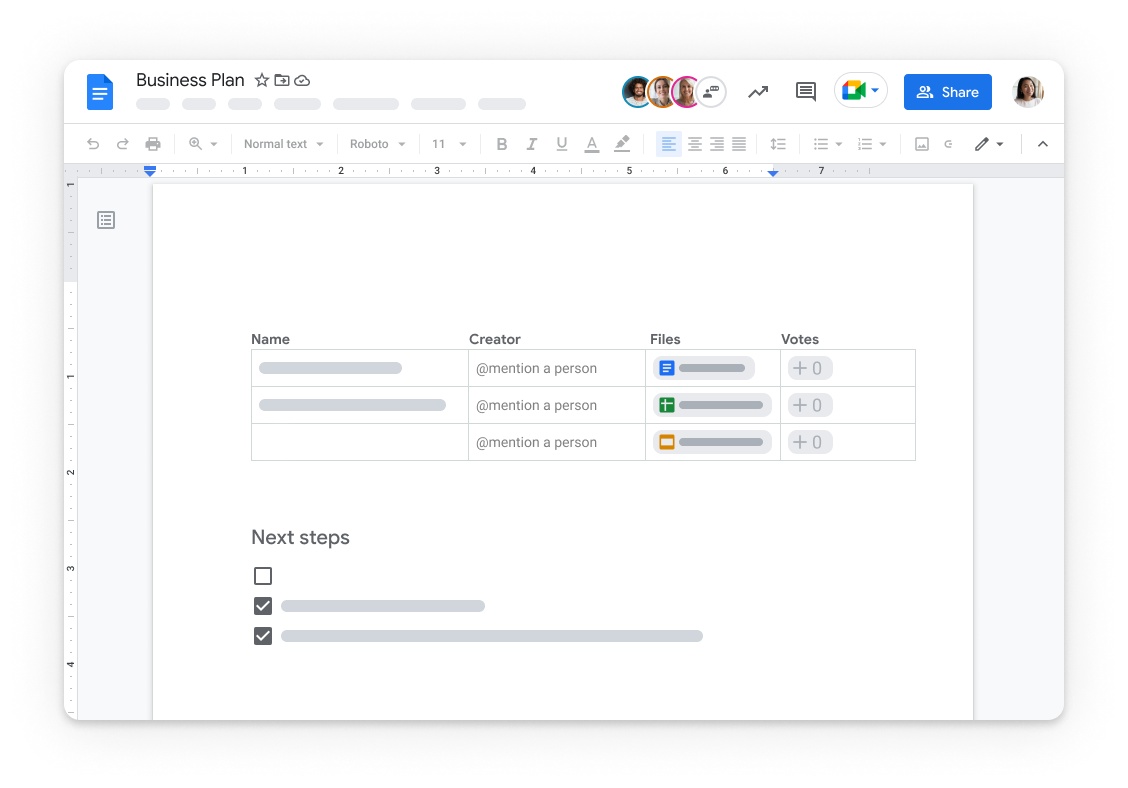 Google Doc UI