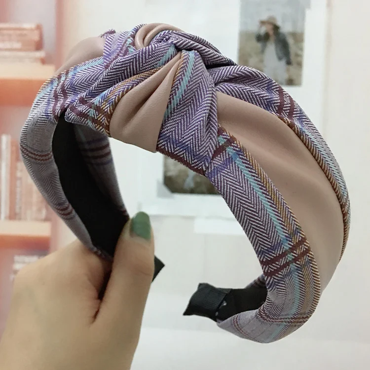 Retro traka za glavu sa širokim obodom Houndstooth Pribor za kosu za odrasle
