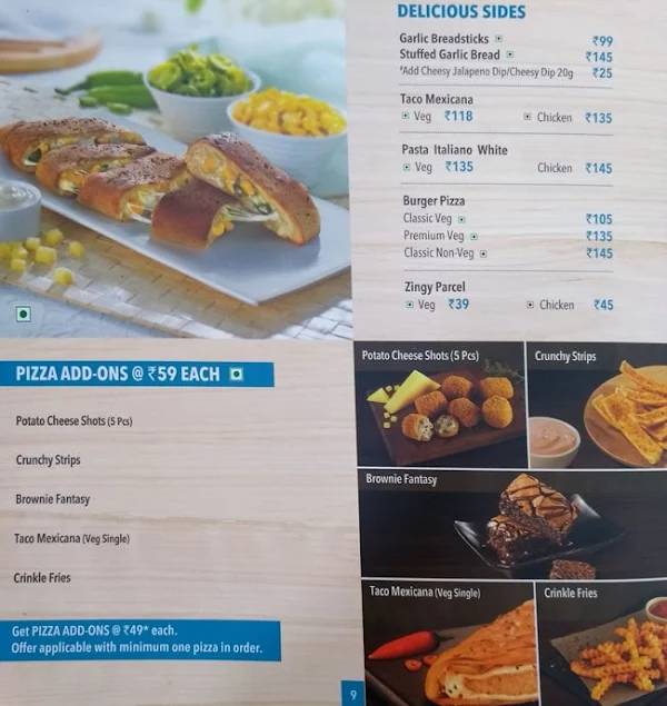 Domino's Pizza menu 