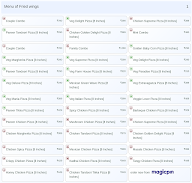Fried wings menu 1
