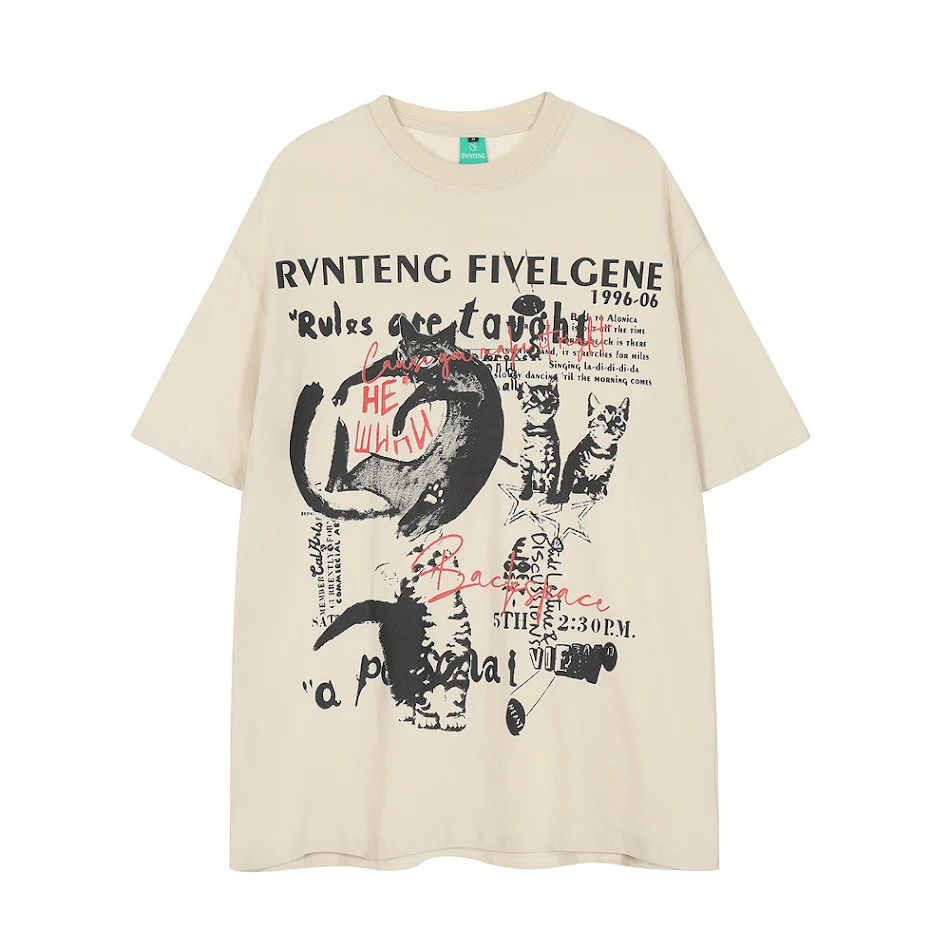 T-shirt de sport homme à manches courtes avec motif abstrait de chaton animal, parfaite pour l'entraînement et les activités sportives.