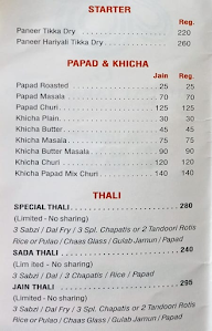 Bhagat Tarachand menu 1