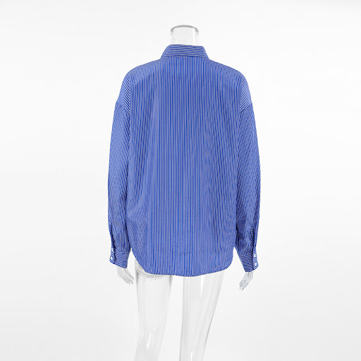 Title 7, French Style Blue Striped Shirt Design Sense Niche