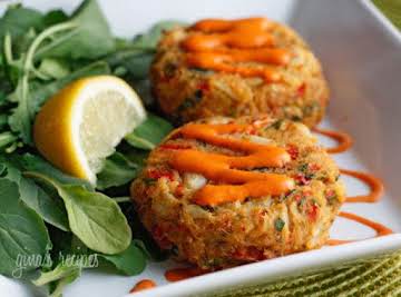 Baked Lump Crab Cakes with Red Pepper Chipotle Lime Sauce