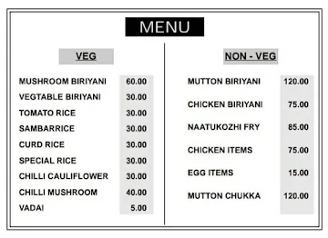 Acshayaa Homely Variety Meals menu 