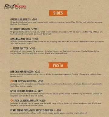 Fitcal Pizza menu 