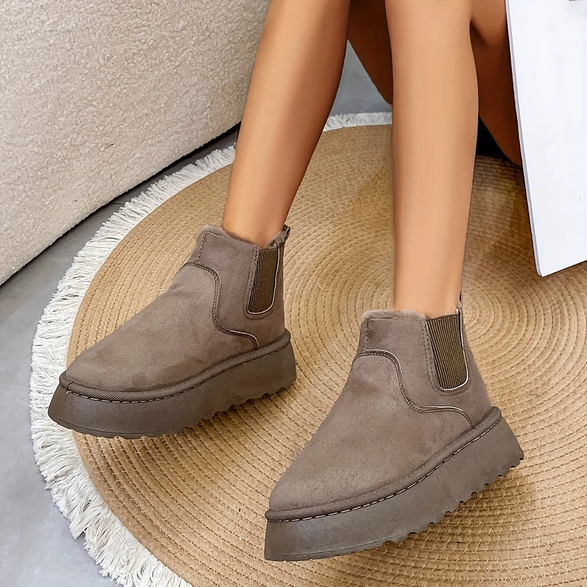 Title 10, Botas de nieve de invierno para mujer, planas, ...