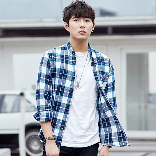 Title 8, Plaid mens long sleeve shirt