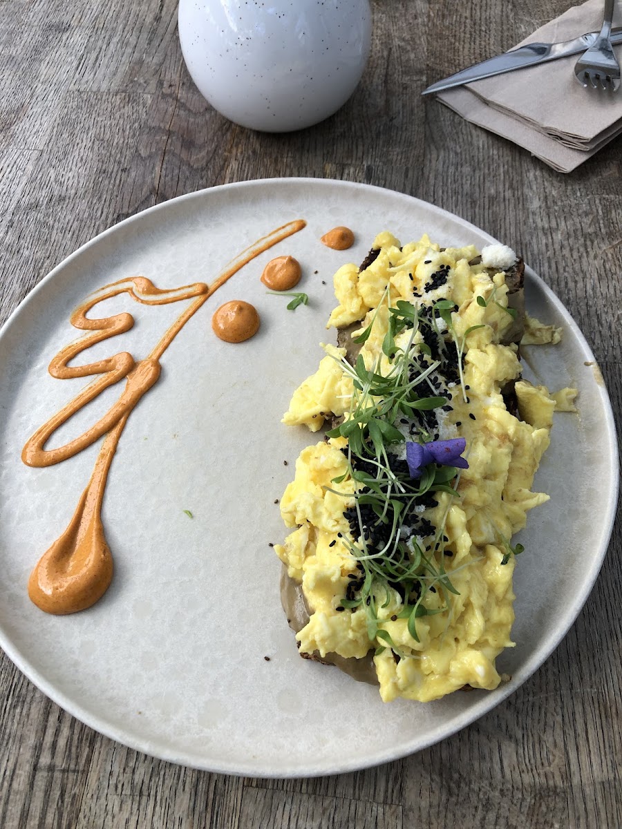 Scrambled egg on glutenfree paleo bread