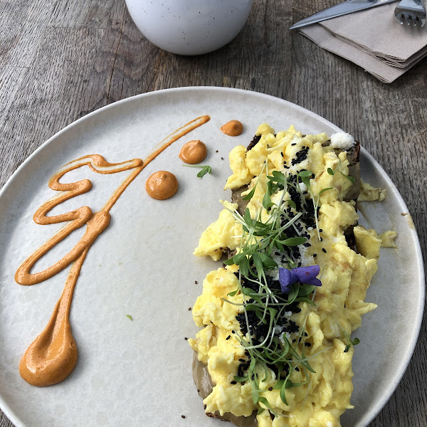 Scrambled egg on glutenfree paleo bread