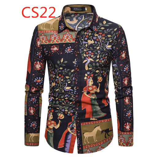 Title 11, Printed mens casual long sleeve shirt