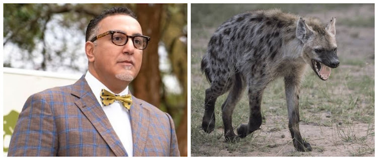 Najib Balala(left) a hyena(right)