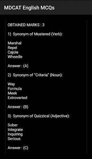 MDCAT English MCQs