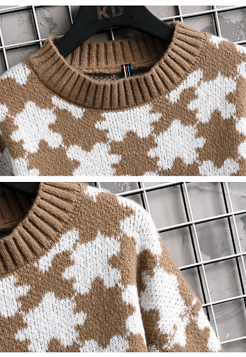 Title 4, Mens Puzzle Jacquard Half High Neck Loose Casu...