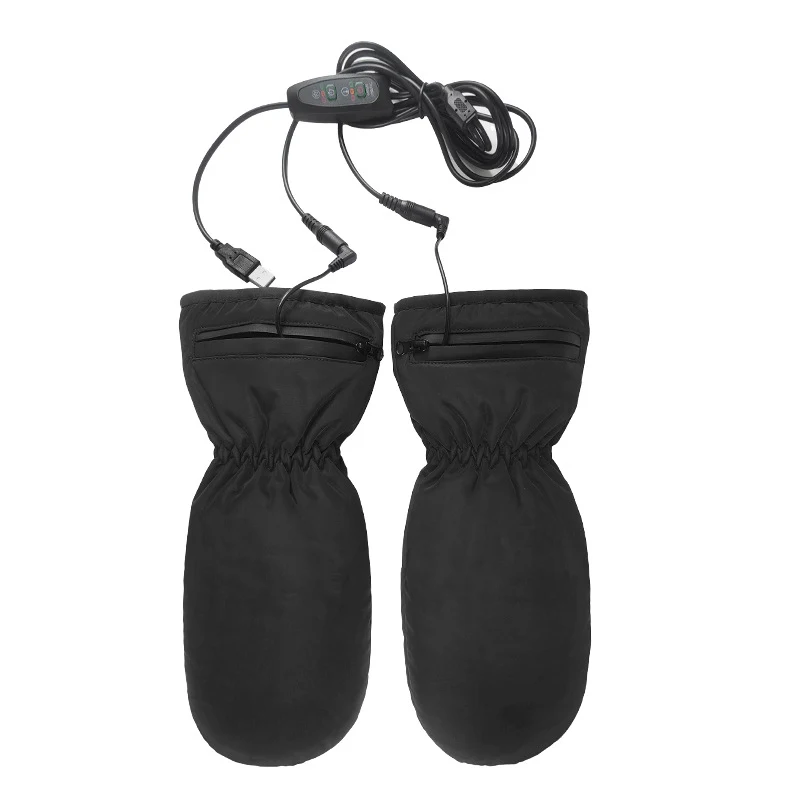 Elektrisch beheizte Handschuhe mit Reißverschluss Thermo Winddicht Warme Hände für Outdoor-Aktivitäten im Winter