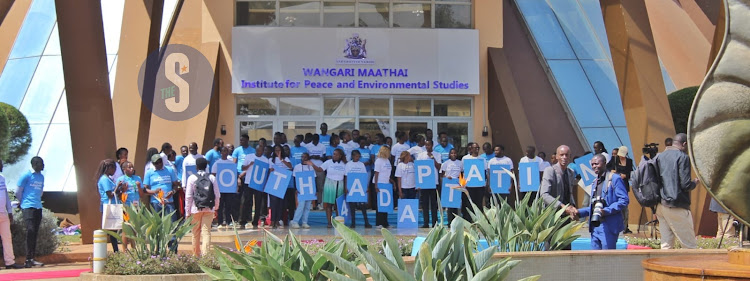 Youths during the high- level intergenerational dialogue at the Wangari Maathai Institute for peace and environmental studies, Nairobi on September 4, 2023.