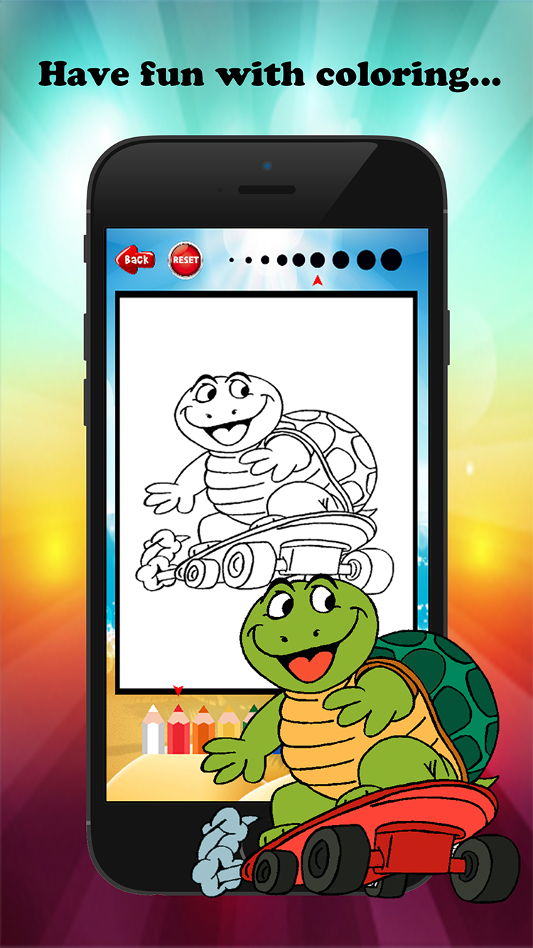 Turtle Cartoon Coloring Book Screen 3
