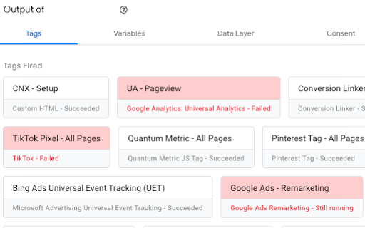 GTM Tag Assistant - Error Highlighter