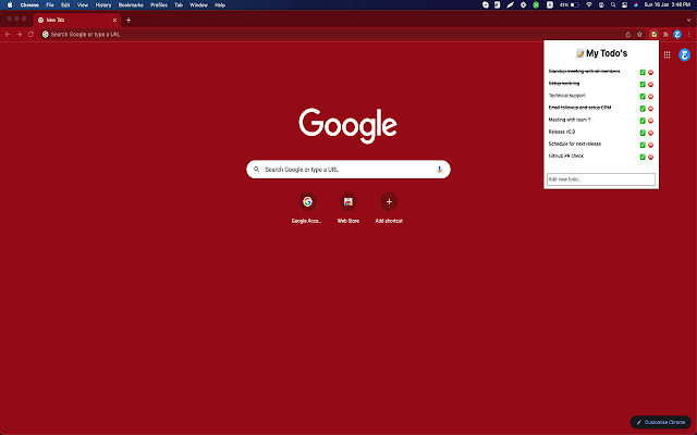 Simple Todo chrome extension
