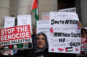 Supporters of South Africa's ICJ case for justice for Palestinians at the Western Cape High Court on January 11 2024 in Cape Town. File photo.